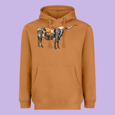 Texas Longhorn Cow Heavyweight Hoodie Designed By Lillyallendesigns