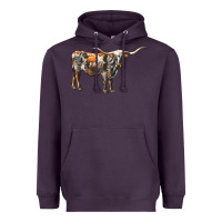 Plum Texas Longhorn Cow Heavyweight Hoodie - LillyAllenDesigns