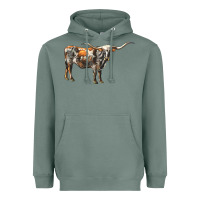 Sage Texas Longhorn Cow Heavyweight Hoodie - LillyAllenDesigns