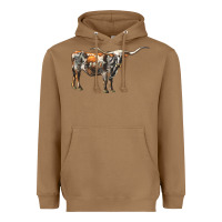 Toasted Coconut Texas Longhorn Cow Heavyweight Hoodie - LillyAllenDesigns