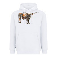 White Texas Longhorn Cow Heavyweight Hoodie - LillyAllenDesigns