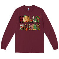 Burgundy holly jolly Long Sleeve Tee - FaDigitalArtStudio