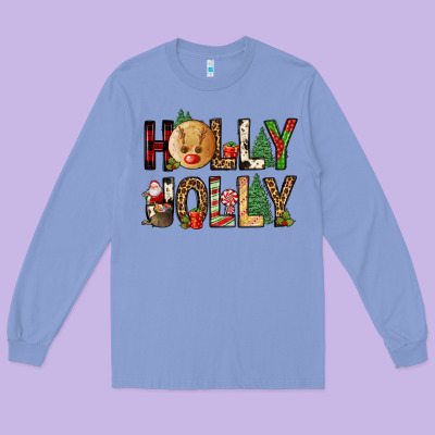 Holly Jolly Long Sleeve Tee Designed By Fadigitalartstudio