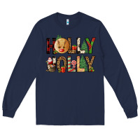 Navy holly jolly Long Sleeve Tee - FaDigitalArtStudio