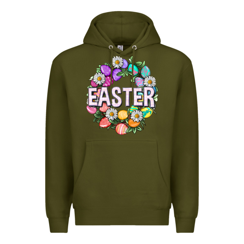 Easter With Eggs And Daisy Premium Hoodie by NancyCooperArtShop | Teevron