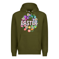 Army Green Easter with eggs and daisy Premium Hoodie - NancyCooperArtShop