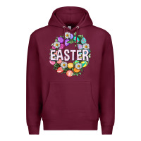Burgundy Easter with eggs and daisy Premium Hoodie - NancyCooperArtShop