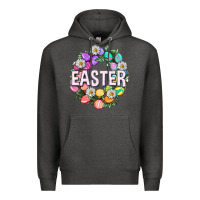 Charcoal Heather Easter with eggs and daisy Premium Hoodie - NancyCooperArtShop