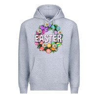 Heather Grey Easter with eggs and daisy Premium Hoodie - NancyCooperArtShop