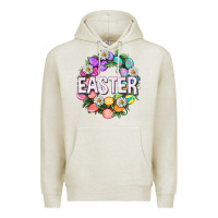 Oatmeal Heather Easter with eggs and daisy Premium Hoodie - NancyCooperArtShop