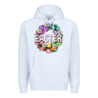 White Easter with eggs and daisy Premium Hoodie - NancyCooperArtShop