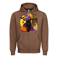 Chestnut black witch cat coffin and moon Zipper Hoodie - BundleAndBundleShop