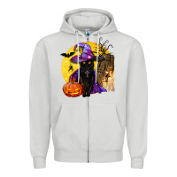 Dove Grey black witch cat coffin and moon Zipper Hoodie - BundleAndBundleShop