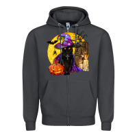 Smoke black witch cat coffin and moon Zipper Hoodie - BundleAndBundleShop