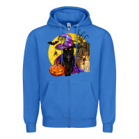 True Royal black witch cat coffin and moon Zipper Hoodie - BundleAndBundleShop