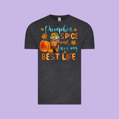 Pumpkin Spice And Livin  My Best Life Vintage Tee Designed By Zillion Design Studio