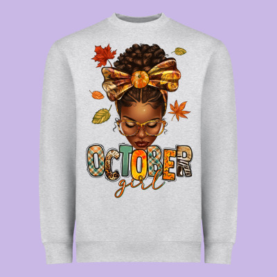 October Girl Afro Woman Fall Heavyweight Sweatshirt Designed By Texasbilliewilder