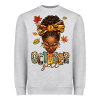 Heather Grey october girl afro woman fall Heavyweight Sweatshirt - texasbilliewilder