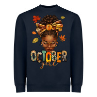 Navy october girl afro woman fall Heavyweight Sweatshirt - texasbilliewilder