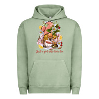 Pigment Oil Green just a girl who loves tea gnome Urban Hoodie - BarkalooDesign