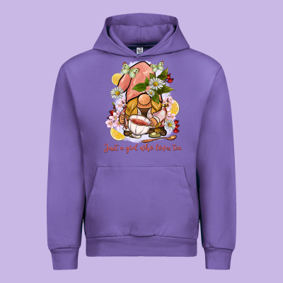 Just A Girl Who Loves Tea Gnome Urban Hoodie Designed By Barkaloodesign