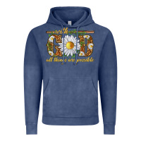 Vintage Denim With God all things are possible with daisy Vintage Hoodie - texasbilliewilder