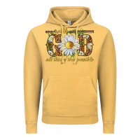 Vintage Mustard With God all things are possible with daisy Vintage Hoodie - texasbilliewilder