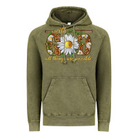 Vintage Olive With God all things are possible with daisy Vintage Hoodie - texasbilliewilder