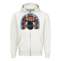 Oatmeal Heather black angus  rainbow Zipper Hoodie - JahusDesignShop