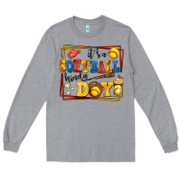 Heather Grey its a softball kinda day Long Sleeve Tee - AdoDesignShop