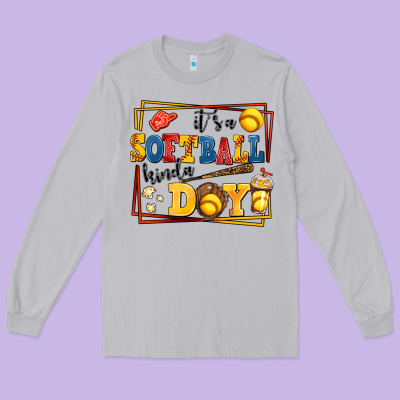 Its A Softball Kinda Day Long Sleeve Tee Designed By Adodesignshop