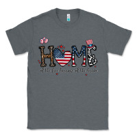 Charcoal Heather home of the free beacuse of the brave Classic Tee - CowhideDigitalArt