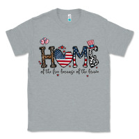 Heather Grey home of the free beacuse of the brave Classic Tee - CowhideDigitalArt