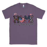 Lavender home of the free beacuse of the brave Classic Tee - CowhideDigitalArt