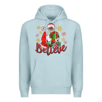 Blue Mist believe black santa christmas Premium Hoodie - MaliasSmallBusiness