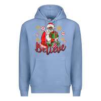 Colony Blue believe black santa christmas Premium Hoodie - MaliasSmallBusiness