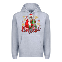 Heather Grey believe black santa christmas Premium Hoodie - MaliasSmallBusiness