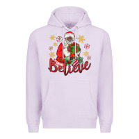 Lilac believe black santa christmas Premium Hoodie - MaliasSmallBusiness