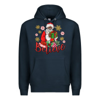 Navy believe black santa christmas Premium Hoodie - MaliasSmallBusiness