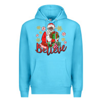 Ocean Blue believe black santa christmas Premium Hoodie - MaliasSmallBusiness