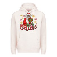 Pale Pink believe black santa christmas Premium Hoodie - MaliasSmallBusiness