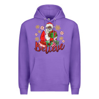 Purple believe black santa christmas Premium Hoodie - MaliasSmallBusiness