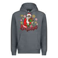 Rock believe black santa christmas Premium Hoodie - MaliasSmallBusiness