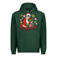 Sports Green believe black santa christmas Premium Hoodie - MaliasSmallBusiness