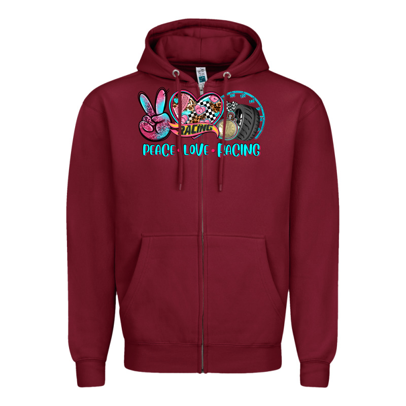 Peace Love Racing Zipper Hoodie by AdoDesignShop | Teevron