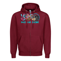 Burgundy peace love racing Zipper Hoodie - AdoDesignShop