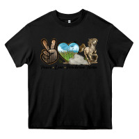 Black Peace Love Percheron Horse Heavy Core Tee - LillyAllenDesigns
