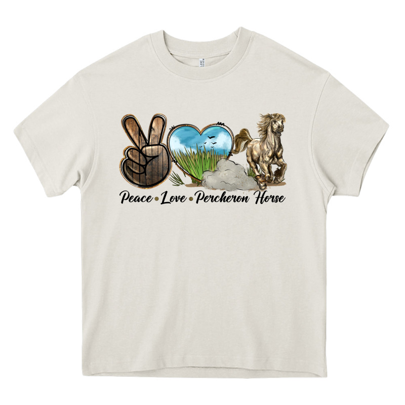 Peace Love Percheron Horse Heavy Core Tee by LillyAllenDesigns | Teevron