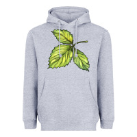 Heather Grey green leaf Heavyweight Hoodie - BarkalooDesign