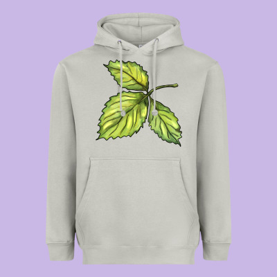 Green Leaf Heavyweight Hoodie Designed By Barkaloodesign